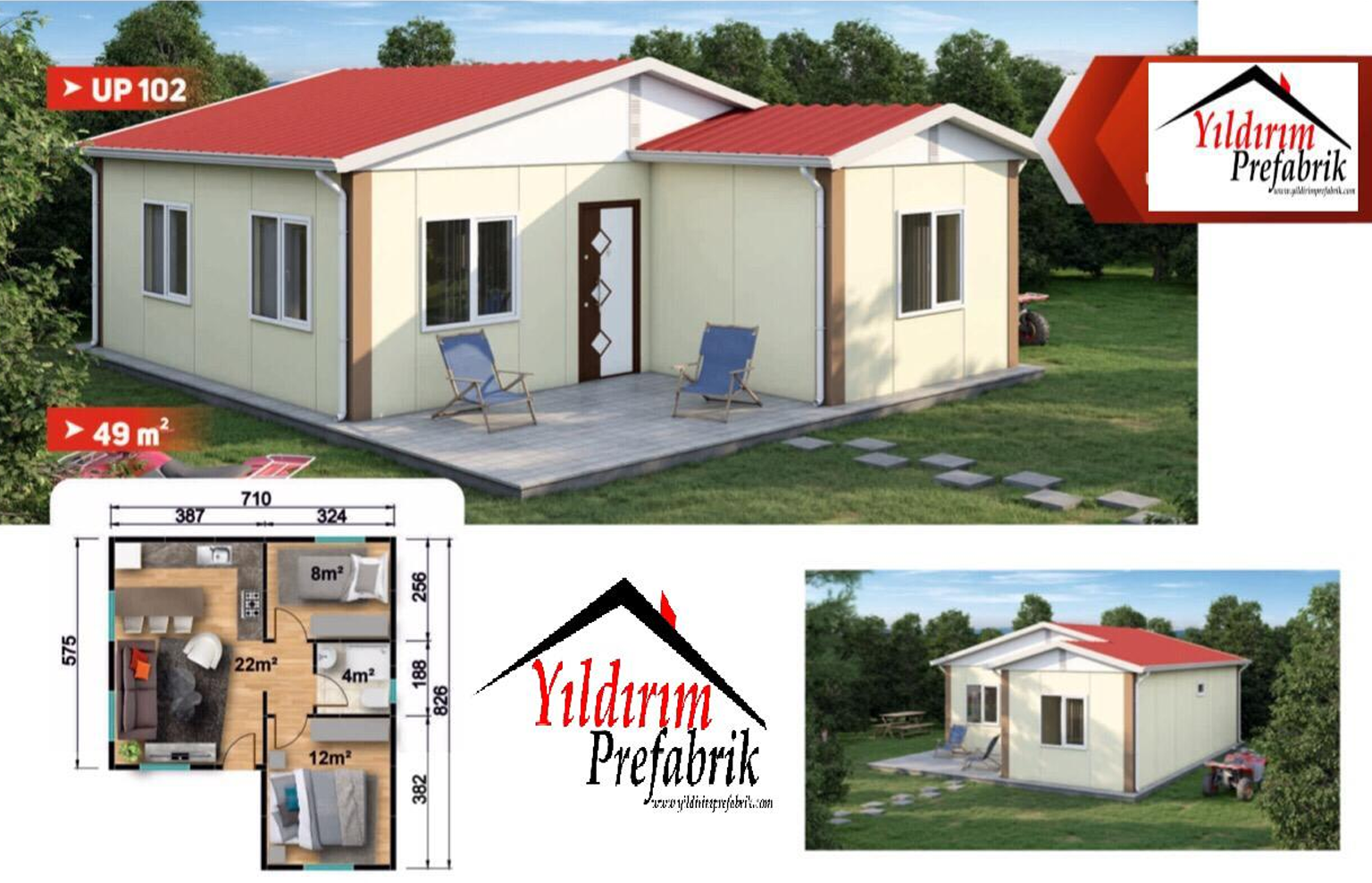49 M2 Tek Katlı Prefabrik Konut 