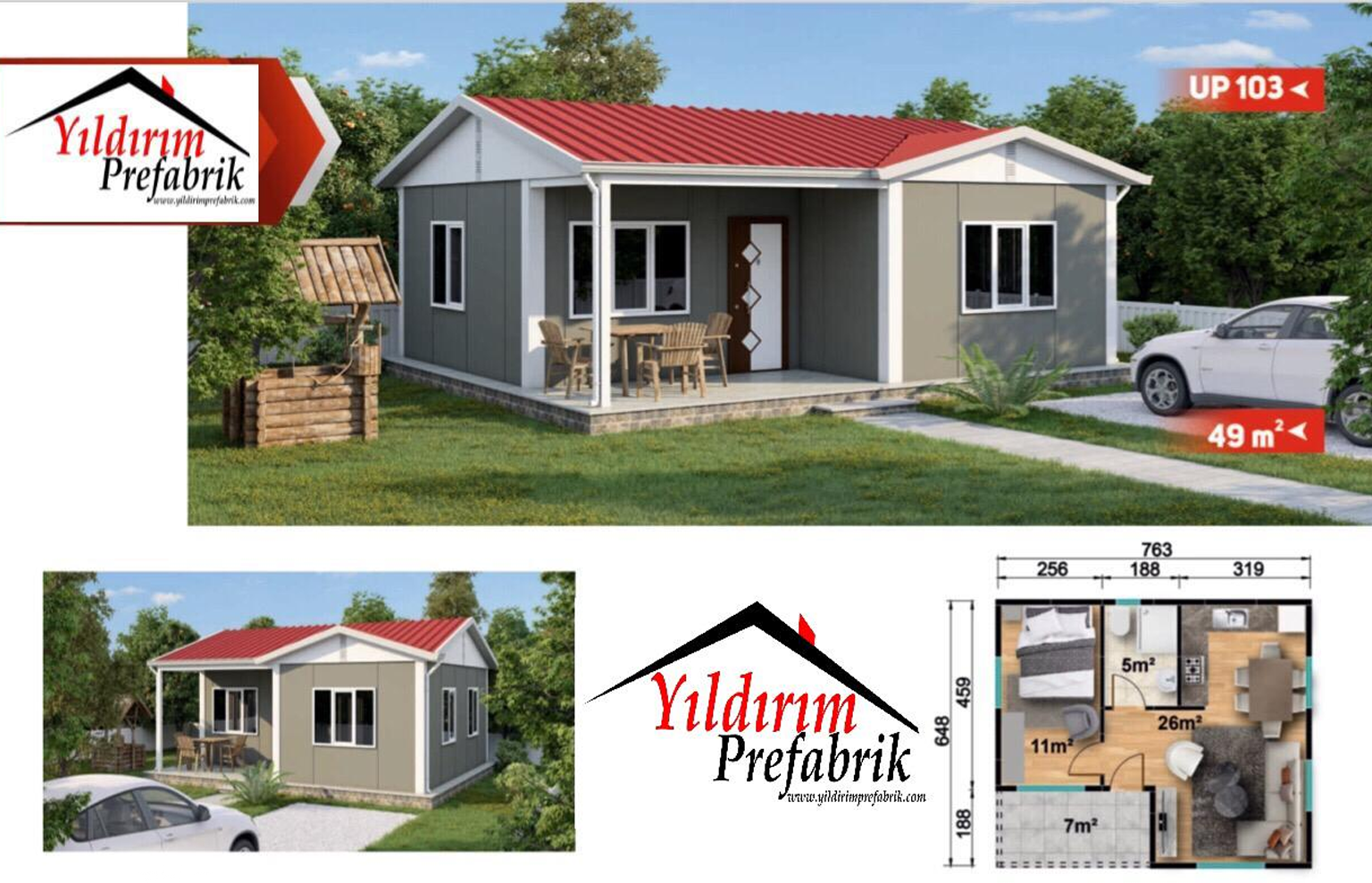 49 M2 Tek Katlı Prefabrik Konu
