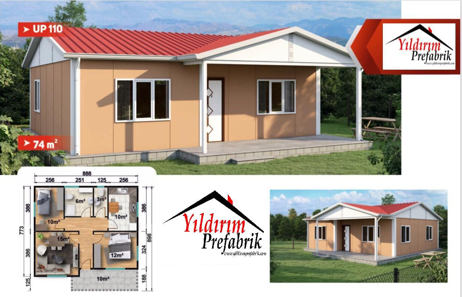 74 M2 Tek Katlı Prefabrik Konut
