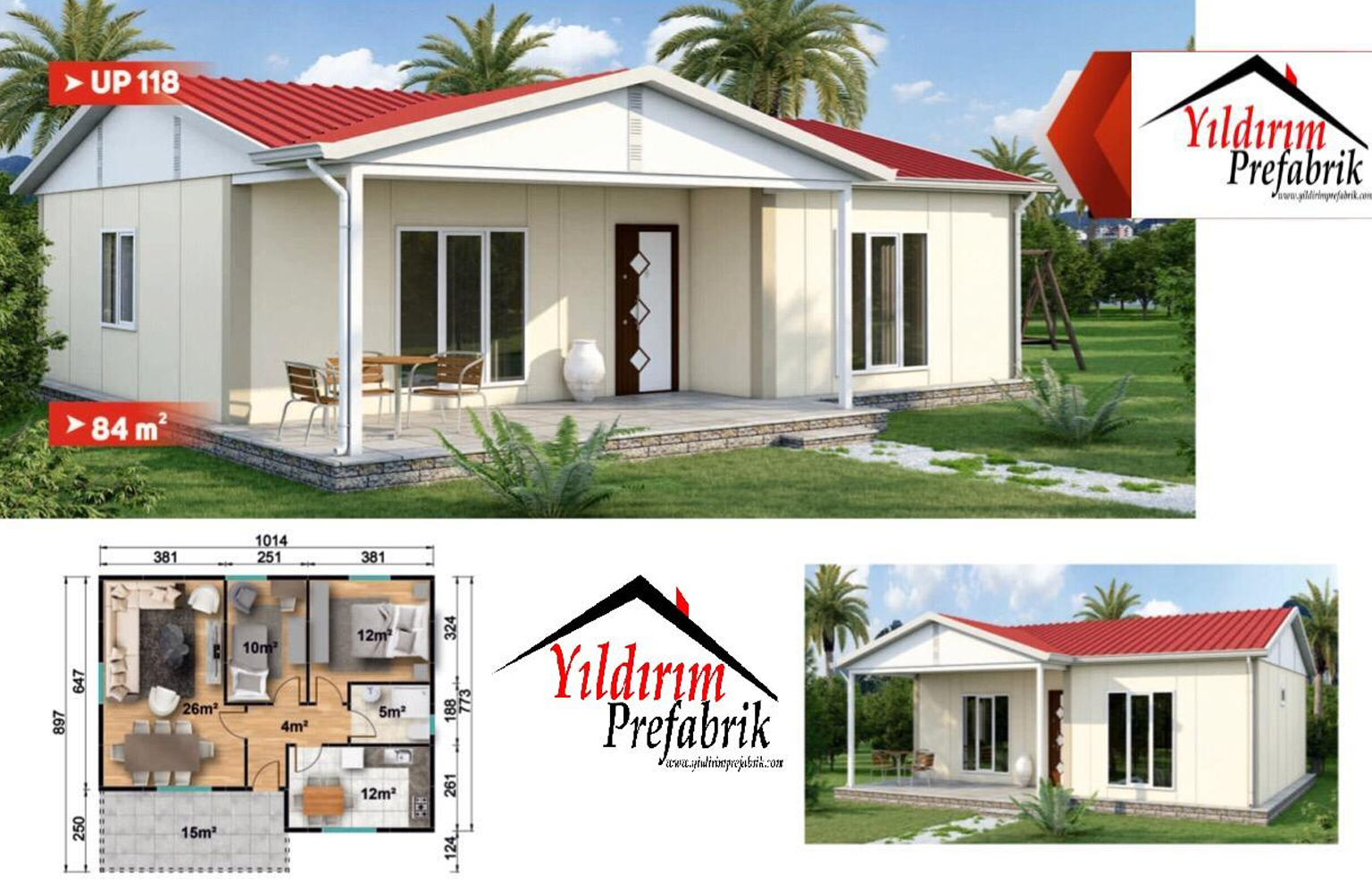 84 M2 Tek Katlı Prefabrik Konut
