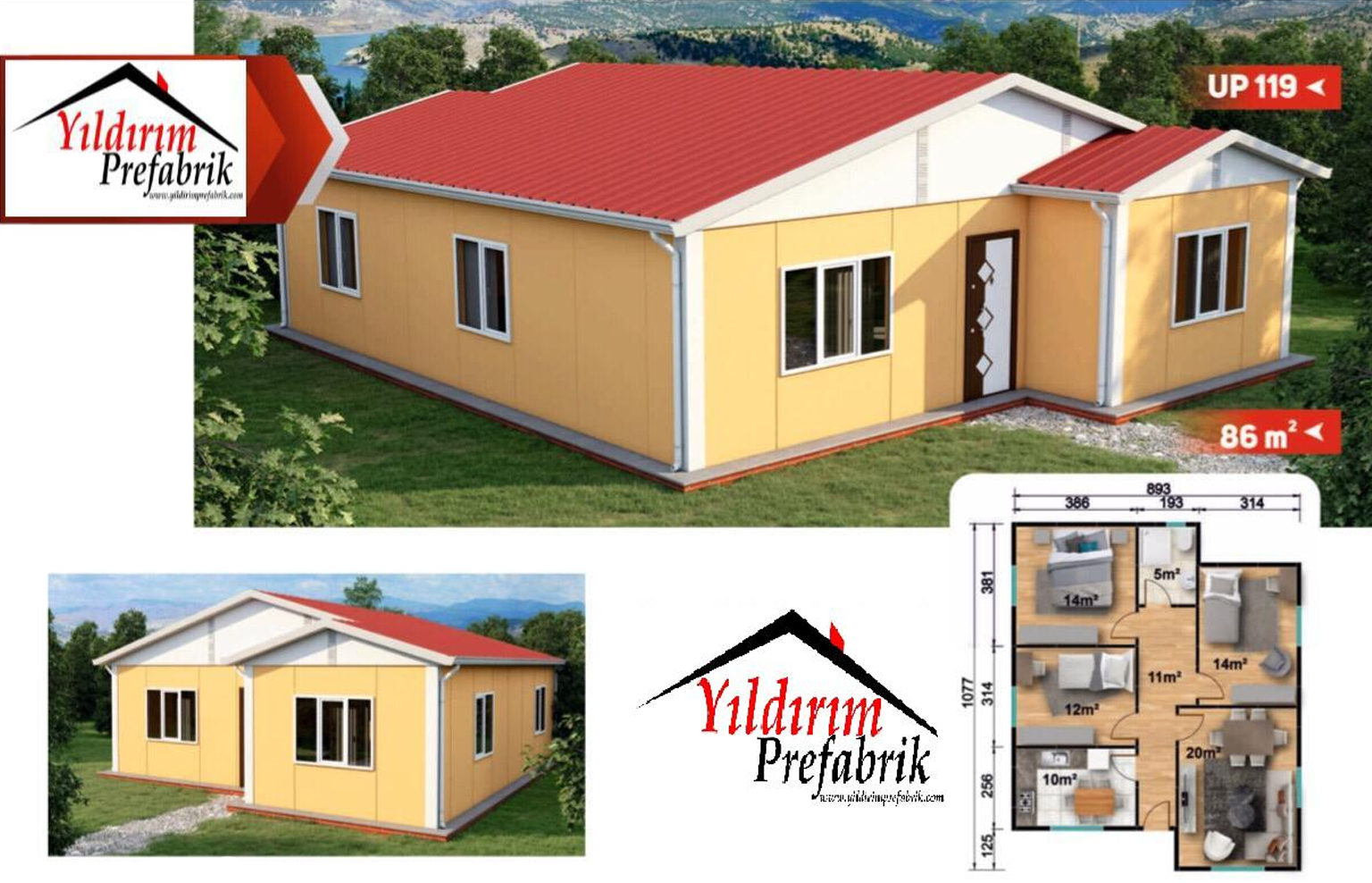 86 M2 Tek Katlı Prefabrik Konut