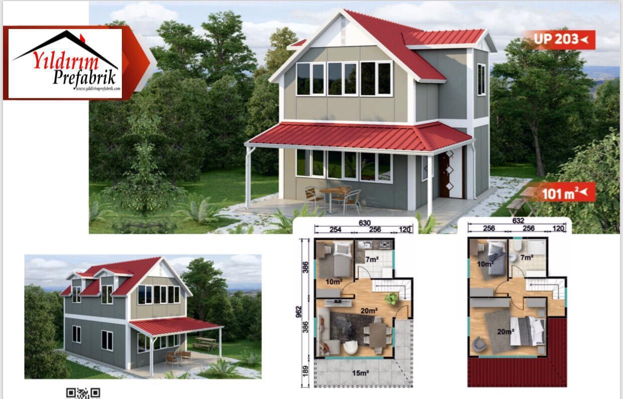 101 M2 Çift Katlı Prefabrik Konut